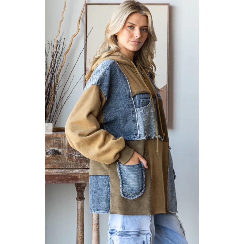 167 Oli & Hali Patchwork Star Denim Hooded Pullover - XL PTP: 28" (BB5) - Picture 2 of 3
